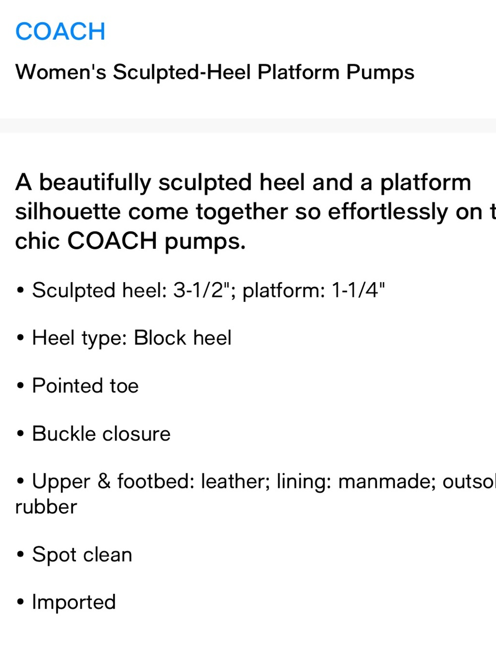 Coach Women's Sculpted-Heel Platform Pumps shoes - Picture 4 of 10